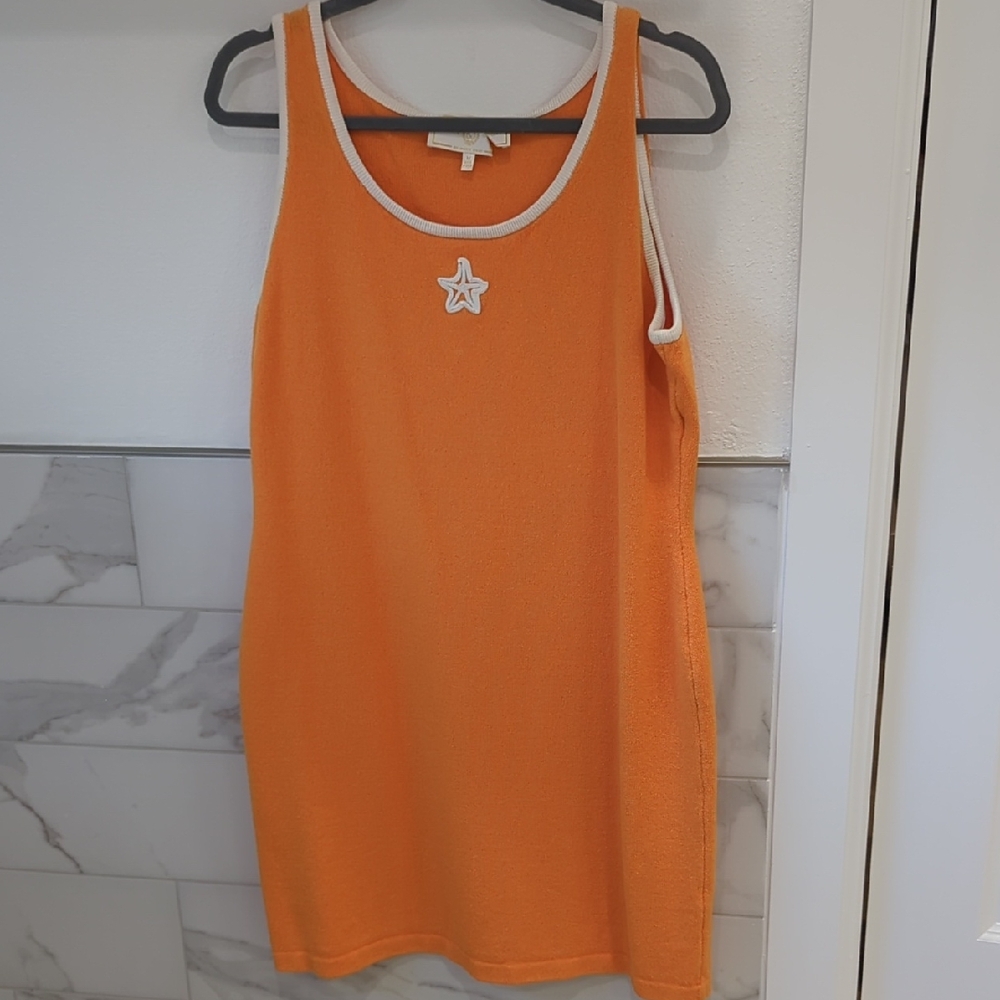 St John Orange Sleeveless Dress with Star Patch